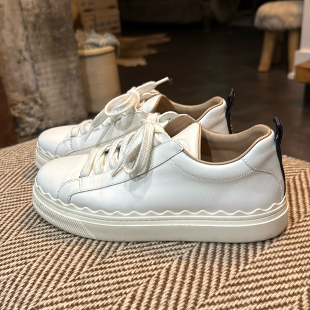 Chloe White Leather Sneakers